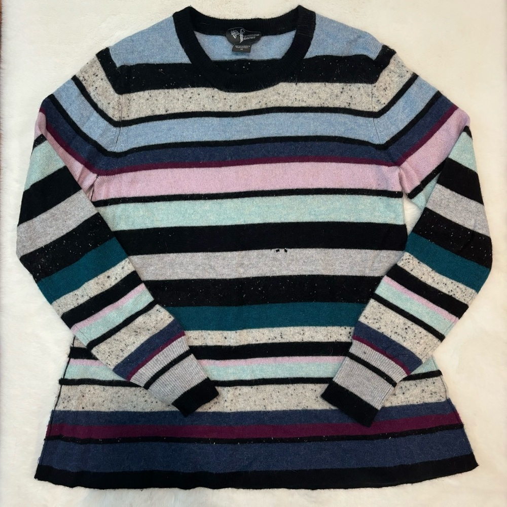 Boutique 100% Cashmere Multi Color Striped Sweater Size Medium